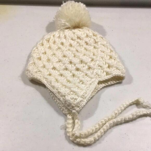 Neff knit pom earflap tie warm winter beanie used pre owned - Picture 2 of 3